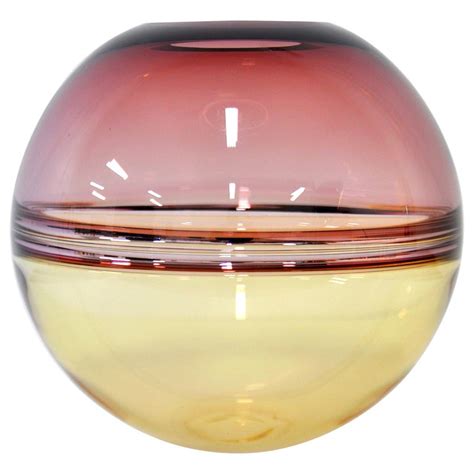 Barbini Amethyst And Amber Murano Glass Incalmo Sphere Vase Unusual Vases Glass Art Glass Vase