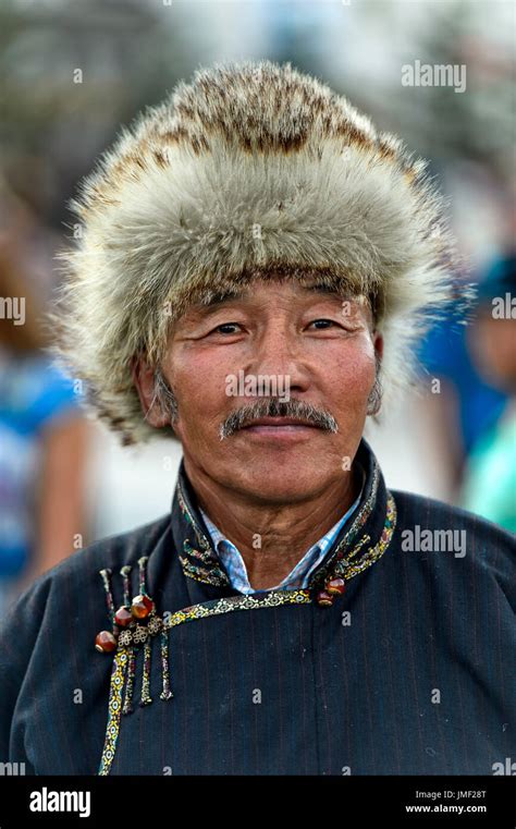 Mongolian Man With A Traditional Fur Hat Mongolian National Costume