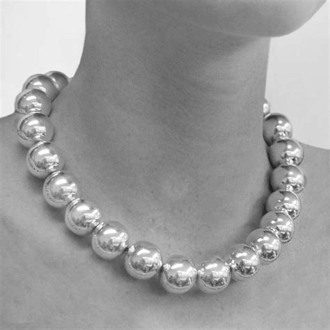 Classic Large Ball Sterling Silver Necklace By Otis Jaxon Silver
