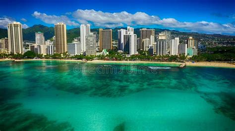 Aerial Shoot Hawaii Island Oahu Honolulu Kaimana Beach Waikiki Bay