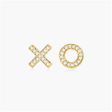 K Yellow Gold Diamond Xo Stud Earrings Y