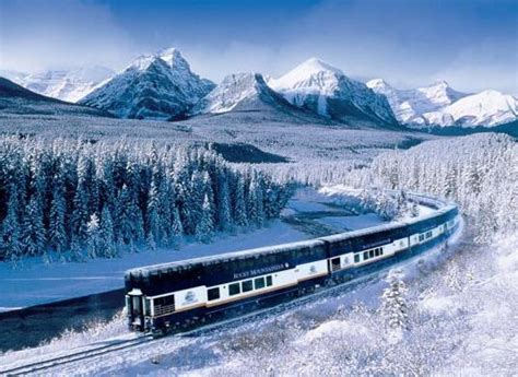 Train Ride Through The Canadian Rockies In The Winter Seclusionby