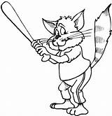Baseball Coloring Cat Pages Printable Kids sketch template