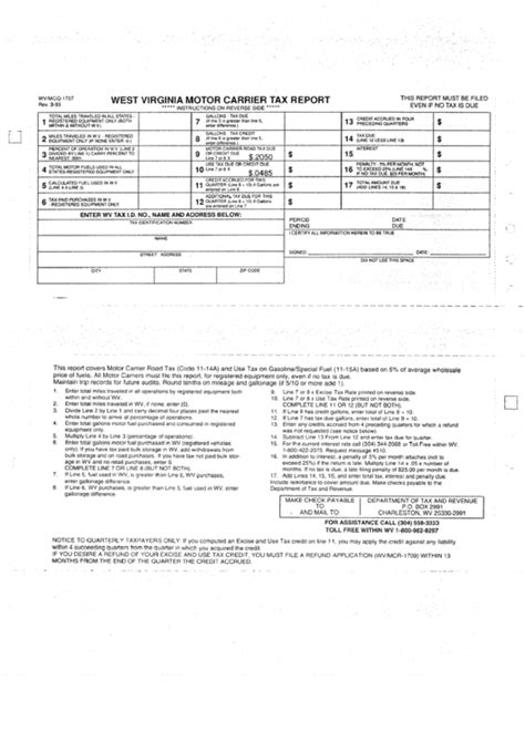 Fillable Form Wvmcq 1707 West Virginia Motor Carrier Tax Report