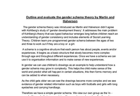 Outline And Evaluate The Gender Schema Theory By Martin And Halverson 6 Markstherapies A