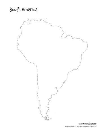 The South America Map Is Shown In Black And White With An Outline Of The Country