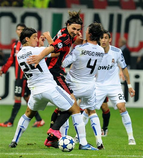 Milan benefitted from an own goal. Sergio Ramos and Zlatan Ibrahimovic Photos Photos - AC ...