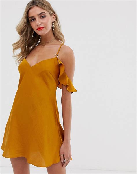 Free People What I Want Satin Cold Shoulder Mini Dress Asos Trending Dresses Free People