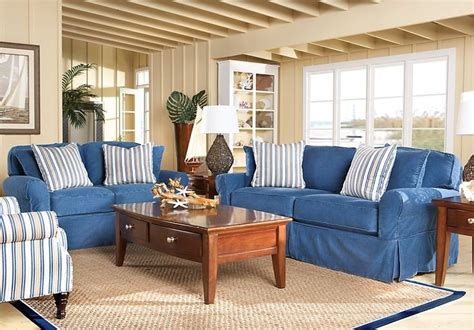 Blue Denim Living Room Furniture Cindy Crawford Home Beachside Walk