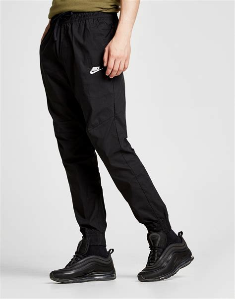 Nike Cotton Twill Cuffed Track Pants In Blackblack Black For Men Lyst