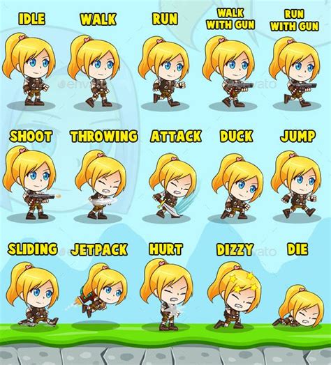 Safari Girl Nina Angela 2d Game Character Sprites Game Character