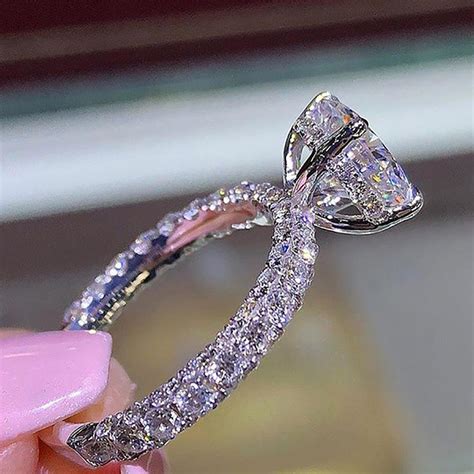 Sparkling Fake Finger Ring Engagement Bridal Wedding Band Women Jewelry