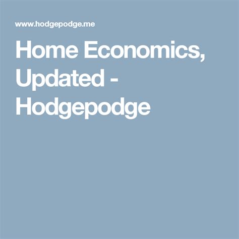 Home Economics Updated Hodgepodge Home Economics Hodgepodge