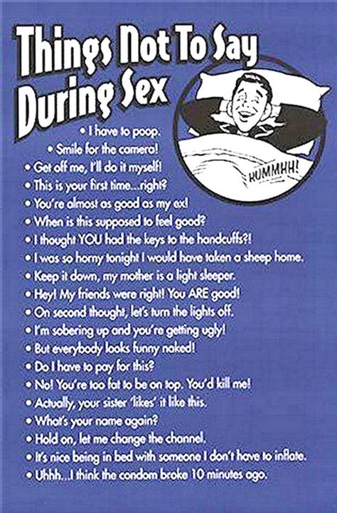 Chuck S Fun Page Things NOT To Say During Sex