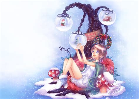 Wallpaper 2048x1467 Px Anime Art Christmas Girl Holidays Snow