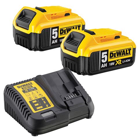 Dewalt 18v Xr Cordless Twin Li Ion Battery And Charger Pack 5ah