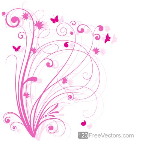 Pink Floral Design Element Public Domain Vectors