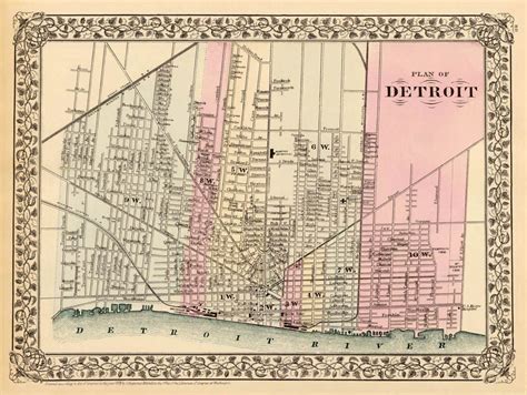 Detroit Map Vintage Map Of Detroit Antique Map Archival Etsy