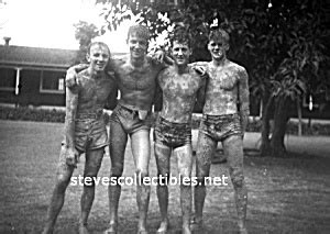 Vintage Hot Photo Four Shirtless Muddy Men Gay Int Gay Interest