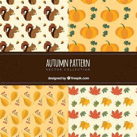 Set Of Vintage Autumn Patterns Vector Free Download