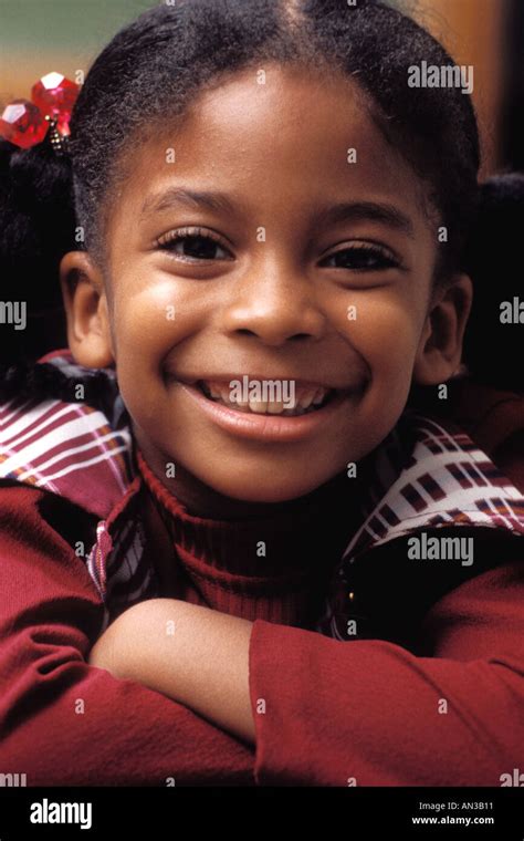 Portrait Of Smiling Cute Happy African American Girl Stock Photo Alamy