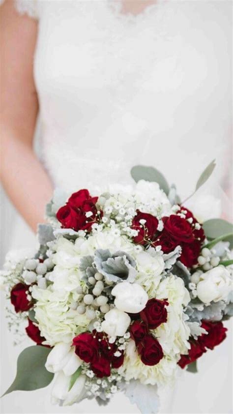 Bridal Bouquet Elegant Royal Color Choices Red Mikado Spray Roses White