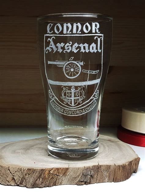 Arsenal, Hand Engraved Arsenal, Arsenal Beer Glass, Personalized Arsenal Gift, Arsenal Gifts 