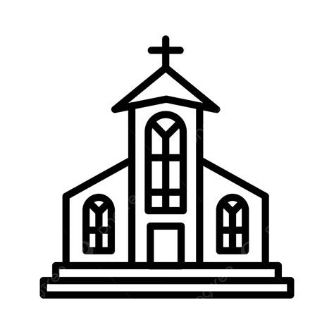 Gambar Ikon Garis Gereja Vektor Bangunan Kristen Hari Natal Png Dan