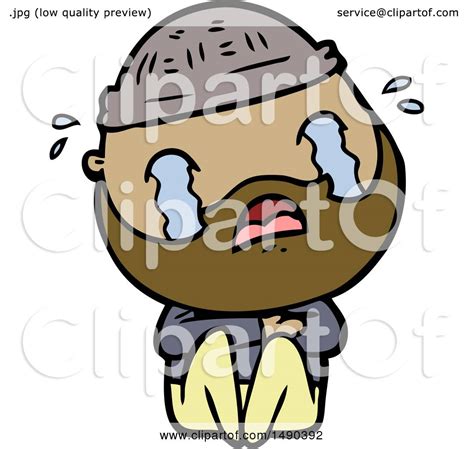 Clipart Cartoon Bearded Man Crying By Lineartestpilot 1490392