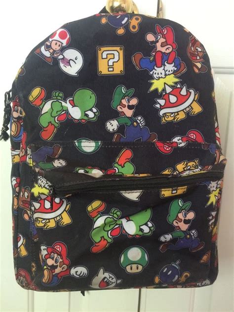 Super Mario Bros Backpack Mario Luigi Toad Yoshi Ghost Pattern