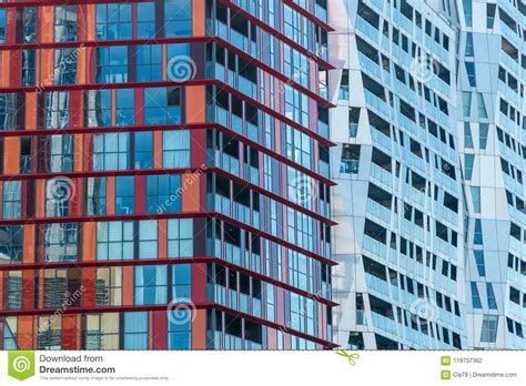 Close Up Of Colorful Skyscrapers Stock Photo Image Of Exterior