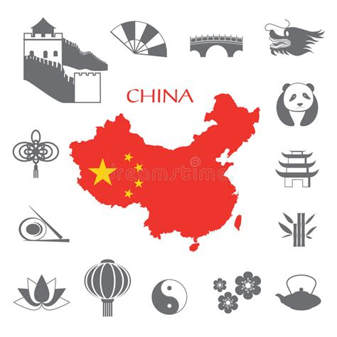 Sistema De Los Iconos De China Infographic Ilustración Del Vector