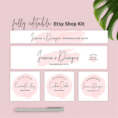 Design And Templates 12pc Diy Editable Etsy Shop Kit Template Instant Download Etsy Shop Branding
