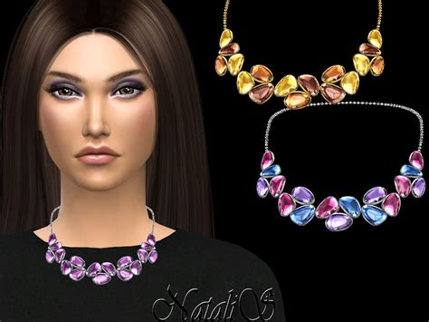 Mixed Color Gems Necklace V2 By Natalis At Tsr Sims 4 Updates
