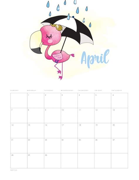 Free Printable 2019 Funny Flamingo Calendar Calendar March Cute Calendar Free Printable