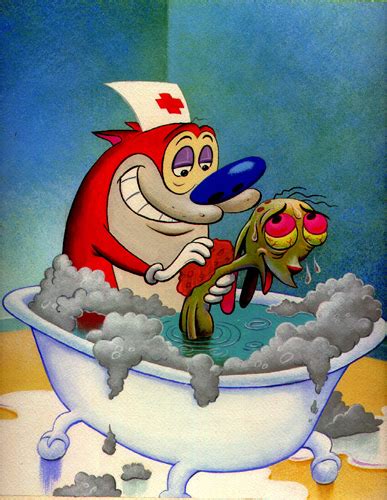 Nurse Stimpy Giving Ren A Bubbly Sponge Bath Ren And Stimpy Photo