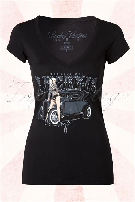 50s Pin Up Queen T Shirt In Black