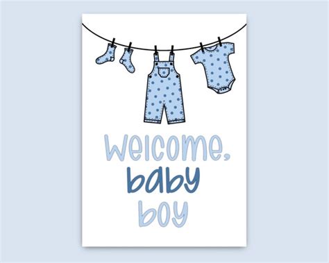 New Baby Boy Birth Congratulations Card Cute Blue Baby Etsy