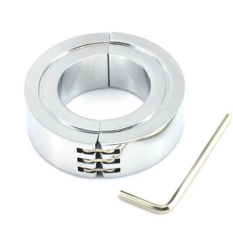 Stainless Steel Scrotum Ring Metal Locking Hinged Cock Ring Or Cbt Ball