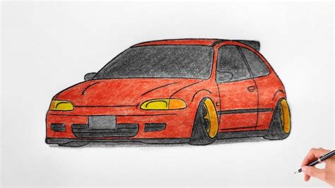 How To Draw A Honda Civic 1992 Hatchback Drawing 3d Car Coloring