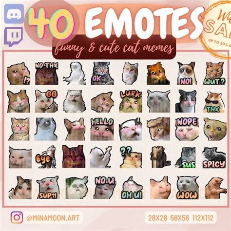 Cute Cat Twitch Emotes Mega Pack Twitch Memes Emotes Etsy Australia