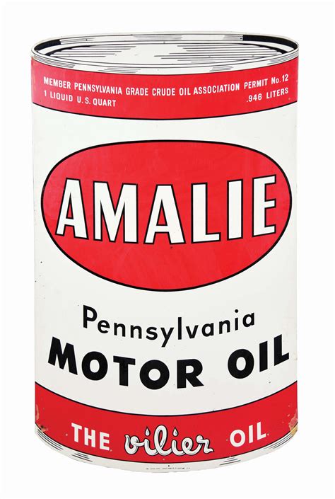 Lot Detail Amalie Motor Oil Die Cut Tin Quart Can Sign W Original