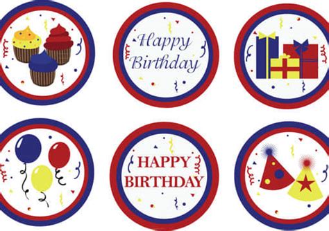These are a bit larger and would be best suited on a large size cupcake size. Design 6 different happy birthday themed cupcake toppers ...