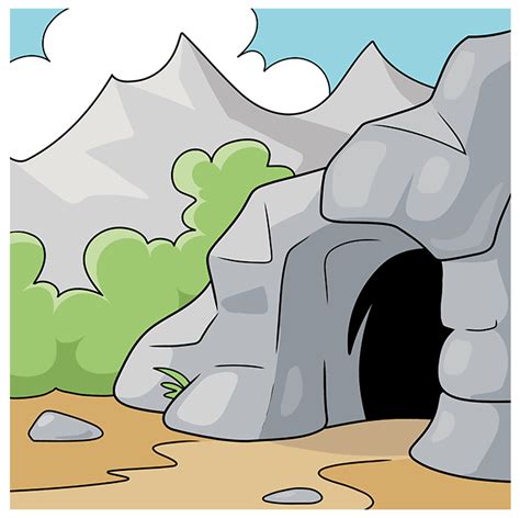 How To Draw A Cave Really Easy Drawing Tutorial