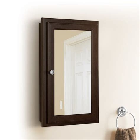 You need a medicine cabinet to safely store your medications somewhere in the bathroom or bedroom away from the curious kids and destructive elements. Style Selections 15.75-in x 25.75-in Surface/Recessed Java ...