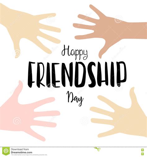 Vector Happy Friendship Day Lettering With Children Hands Background