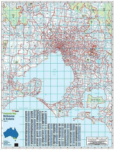 Melbourne And Victoria Postcode Map Buy Postcode Map Of Melbourne Mapworld