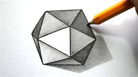 How To Draw A 3d Hexagon Youtube