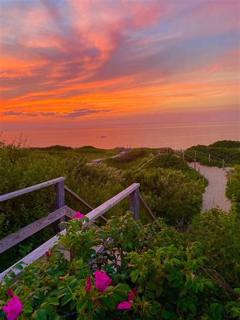 Steps Beach Sunset Nantucket Island Art Photo Print Etsy