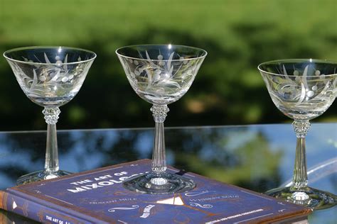 Sold ~ Reserved For Precious Vintage Etched Crystal Cocktail Glasses Set Of 10 Fostoria
